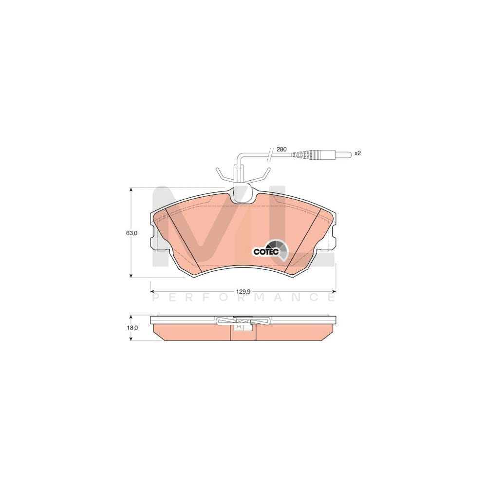 TRW Cotec Gdb1270 Brake Pad Set For Renault Espace Iii (Je) Incl. Wear Warning Contact | Performance Parts Direct Car Parts