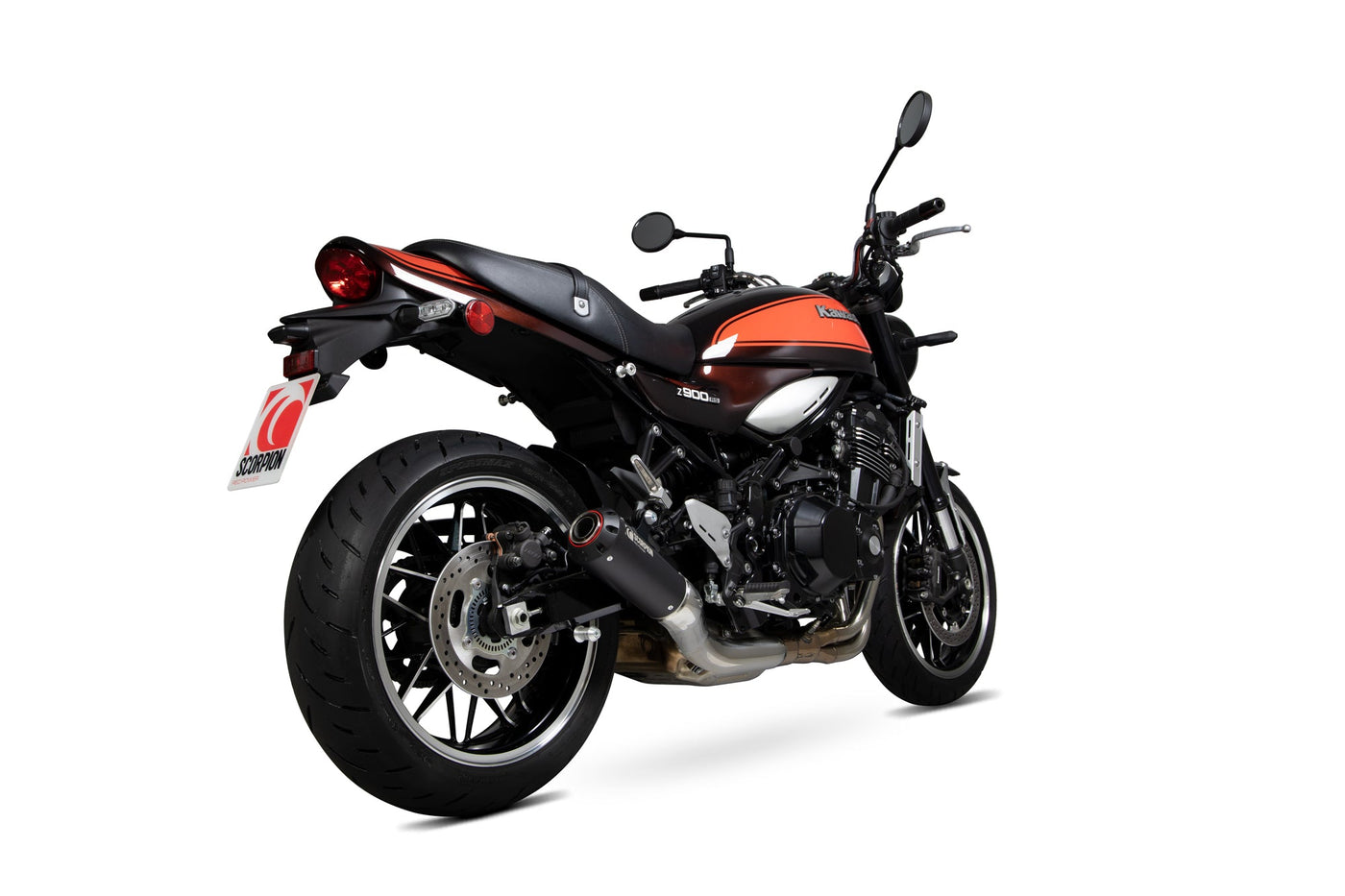 Scorpion PKA123BCER Kawasaki Z900 RS Red Power Slip-On Exhaust - Black Ceramic Coated Sleeve