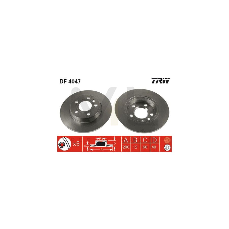 TRW DF4047 Brake Disc Solid, Painted | Performance Parts Direct Car Parts