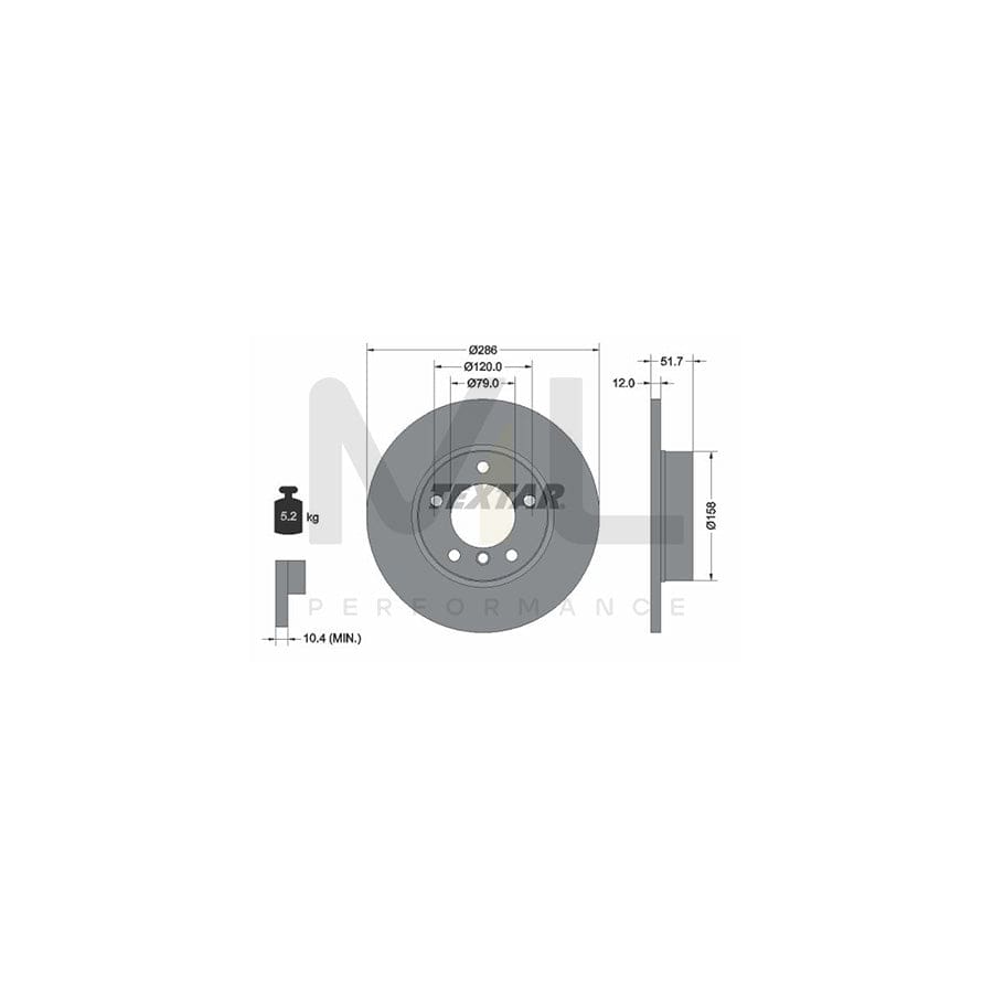 TEXTAR 92055500 Brake Disc Solid, without wheel hub, without wheel studs | Performance Parts Direct Car Parts
