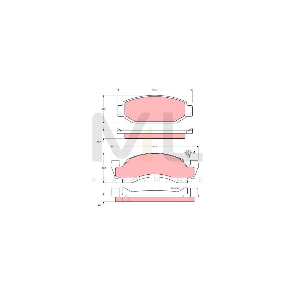 TRW Gdb4058 Brake Pad Set Not Prepared For Wear Indicator | Performance Parts Direct Car Parts