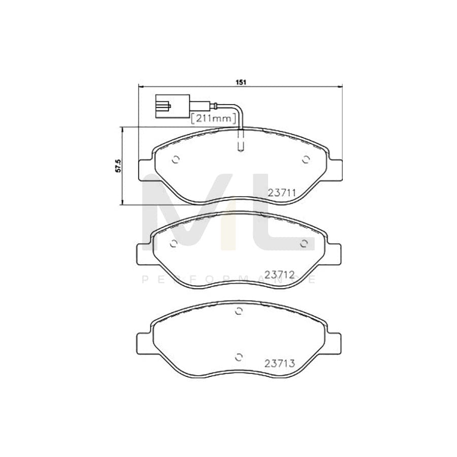 TEXTAR 2371102 Brake pad set with integrated wear warning contact, with accessories | Performance Parts Direct Car Parts