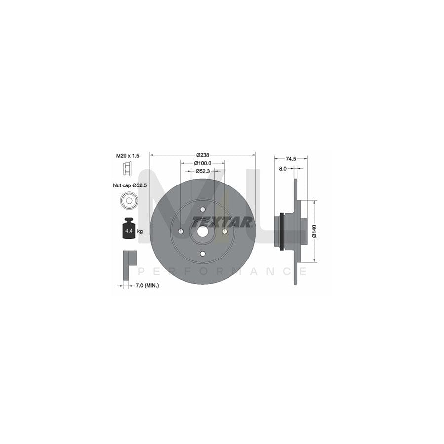 TEXTAR 92231700 Brake Disc for RENAULT Clio II Hatchback (BB, CB) Solid, with ABS sensor ring, with wheel bearing | Performance Parts Direct Car Parts
