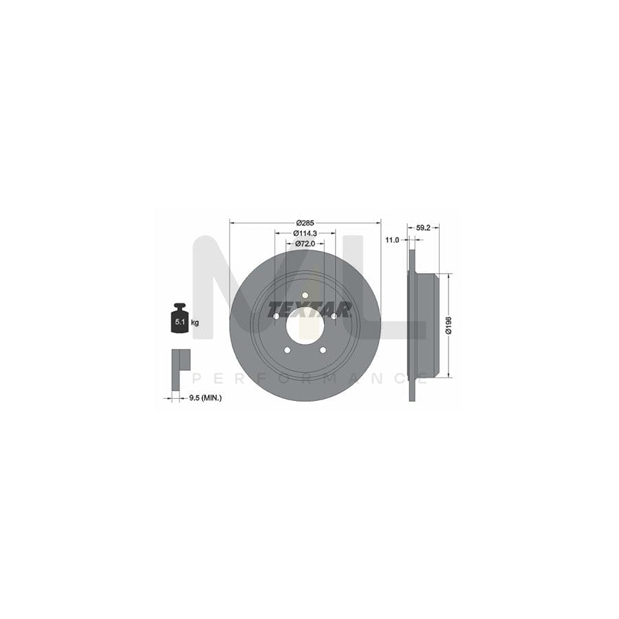 TEXTAR PRO 92169403 Brake Disc Solid, Coated, without wheel hub, without wheel studs | Performance Parts Direct Car Parts