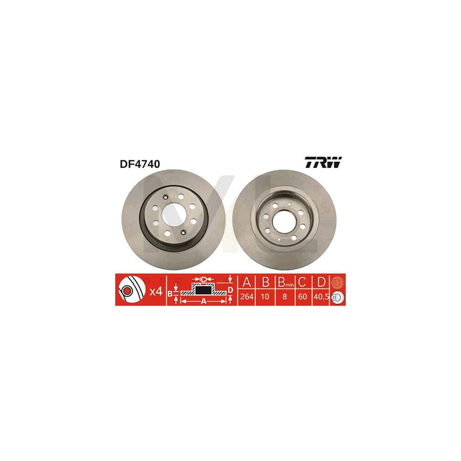TRW DF4740 Brake Disc Solid, Painted | Performance Parts Direct Car Parts