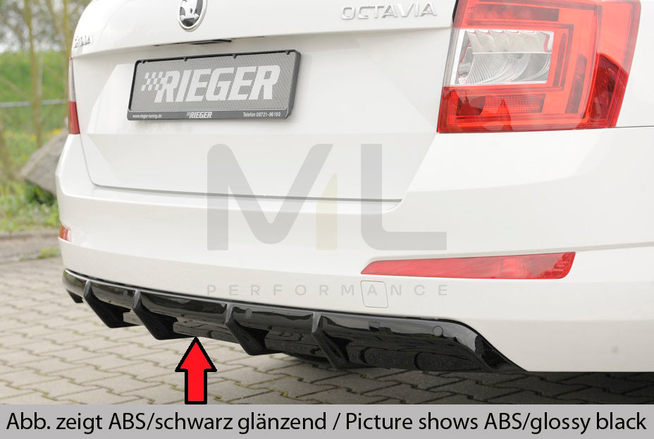 Rieger 00079029 Skoda 5E Octavia Rear Diffuser - Matte Black