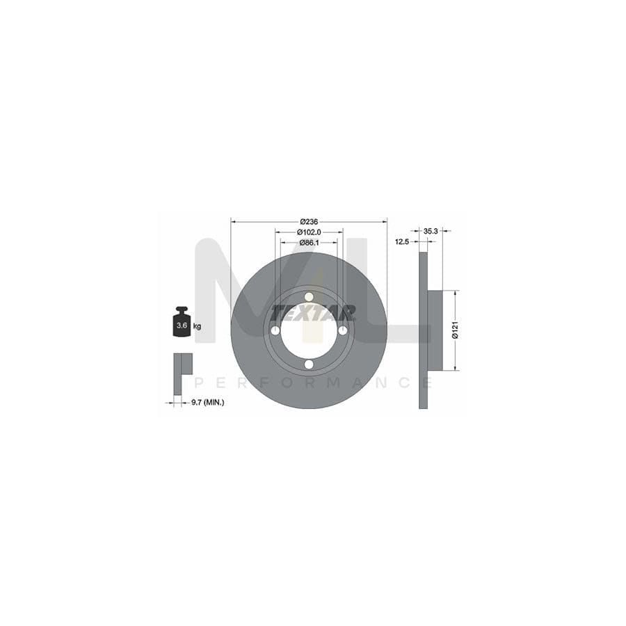 TEXTAR 92100300 Brake Disc Solid, without wheel hub, without wheel studs | Performance Parts Direct Car Parts