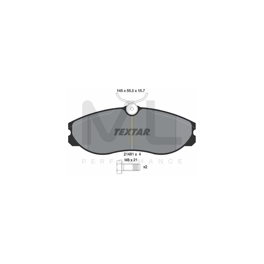 TEXTAR 2148101 Brake pad set not prepared for wear indicator, with brake caliper screws
