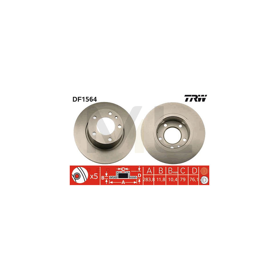 TRW DF1564 Brake Disc for BMW 5 Saloon (E28) Solid | Performance Parts Direct Car Parts