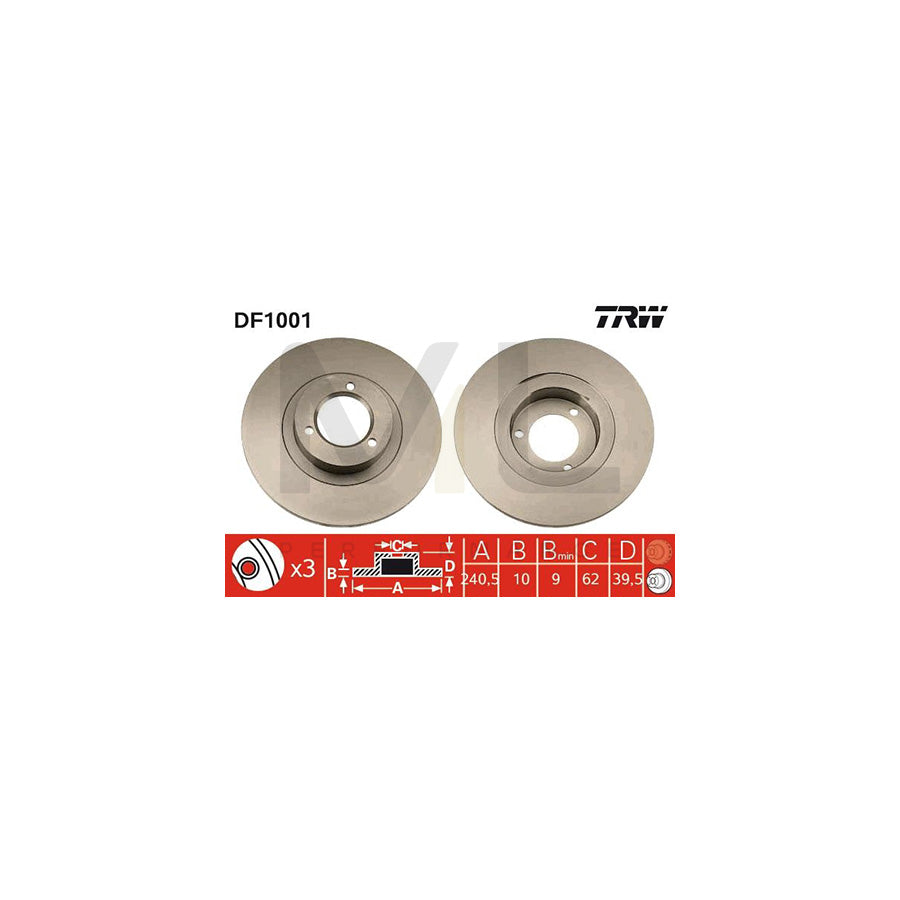 TRW DF1001 Brake Disc Solid | Performance Parts Direct Car Parts