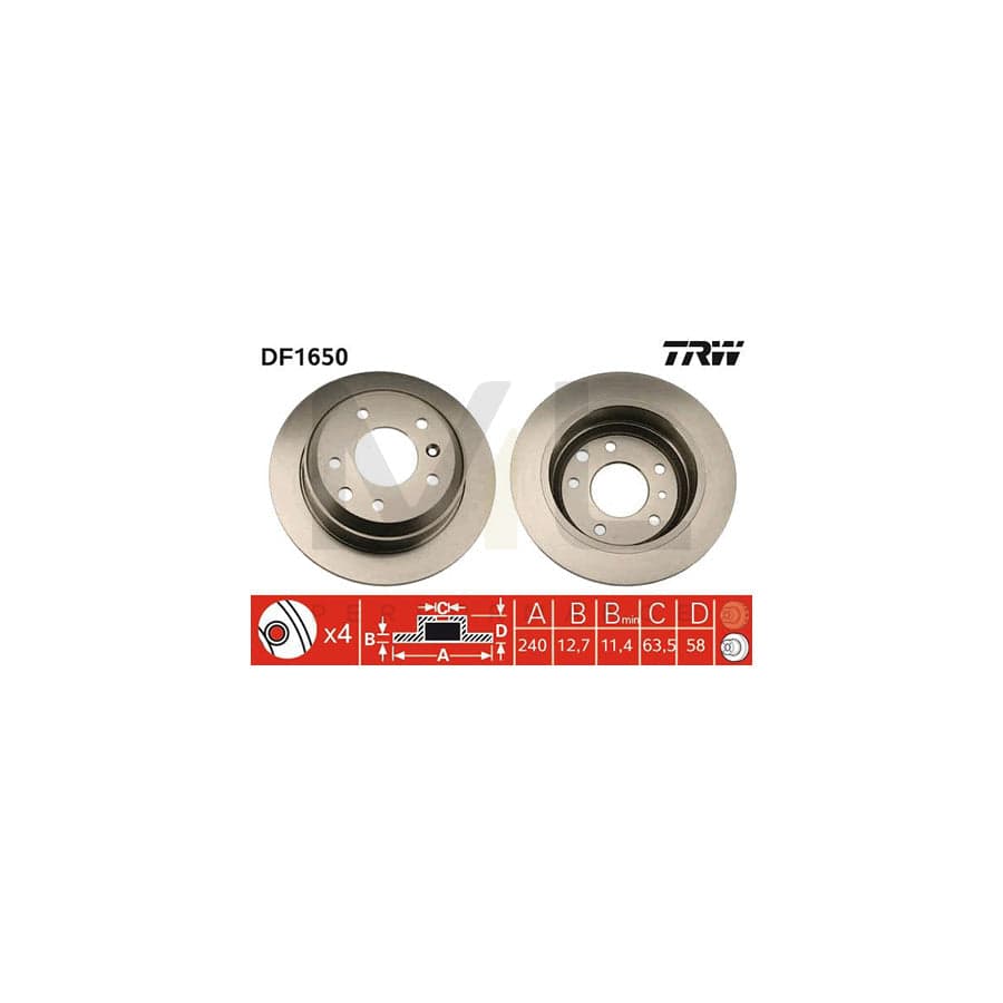 TRW DF1650 Brake Disc for FORD SIERRA Solid, Painted | Performance Parts Direct Car Parts