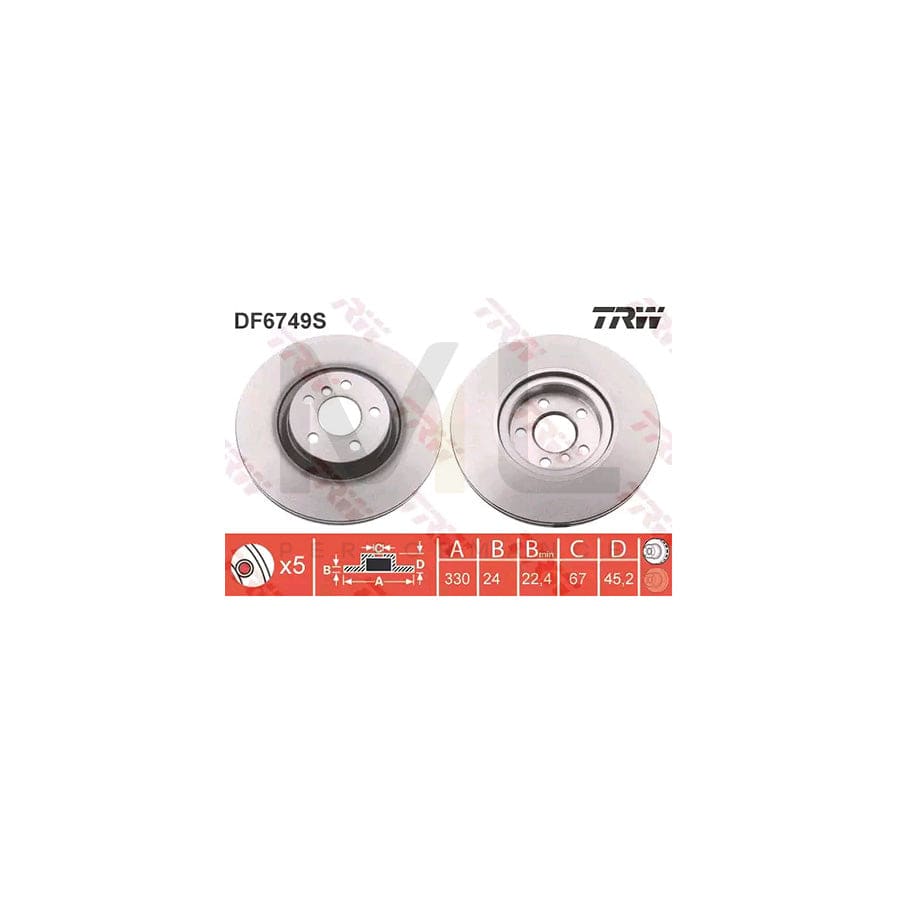 TRW DF6749S Brake Disc Vented, Painted | Performance Parts Direct Car Parts