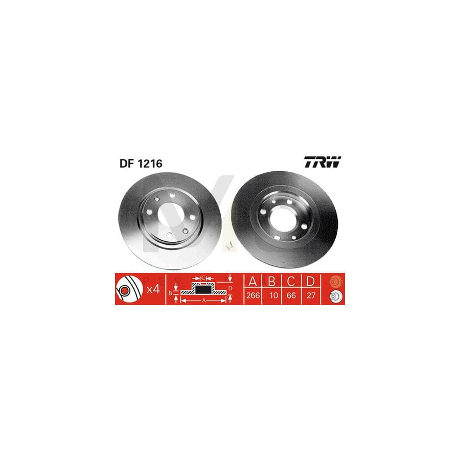 TRW DF1216 Brake Disc Solid, Painted, with bolts/screws | Performance Parts Direct Car Parts