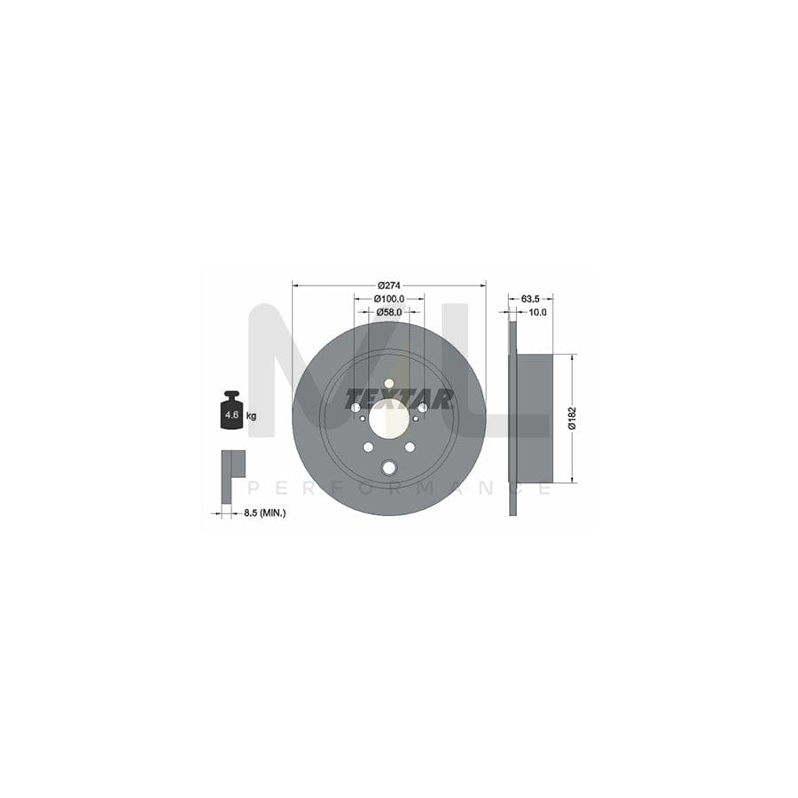 TEXTAR PRO 92262003 Brake Disc Solid, Coated, without wheel hub, without wheel studs | Performance Parts Direct Car Parts
