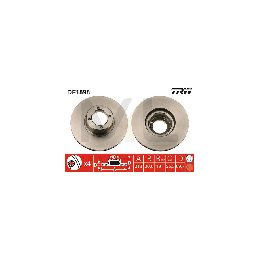 TRW DF1898 Brake Disc Vented | Performance Parts Direct Car Parts