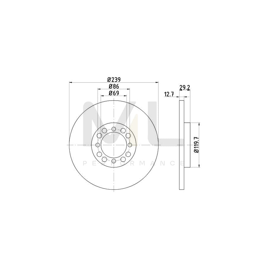 TEXTAR 92031000 Brake Disc for VOLVO 340-360 Solid, without wheel hub, without wheel studs | Performance Parts Direct Car Parts