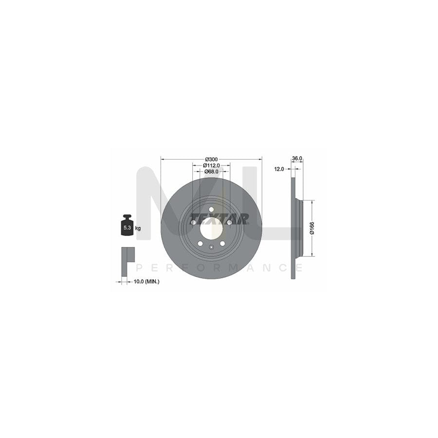 TEXTAR PRO 92282803 Brake Disc Solid, Coated, without wheel hub, without wheel studs | Performance Parts Direct Car Parts