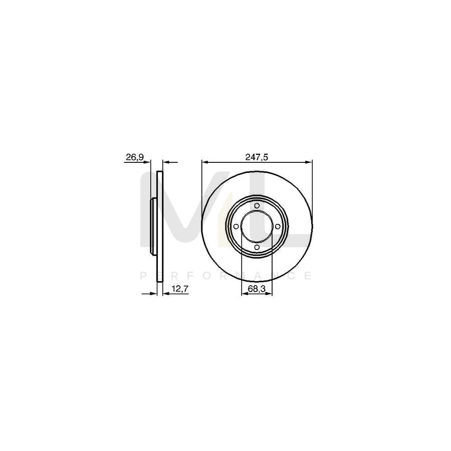 BOSCH 0 986 478 071 Brake Disc Solid, Oiled | Performance Parts Direct Car Parts