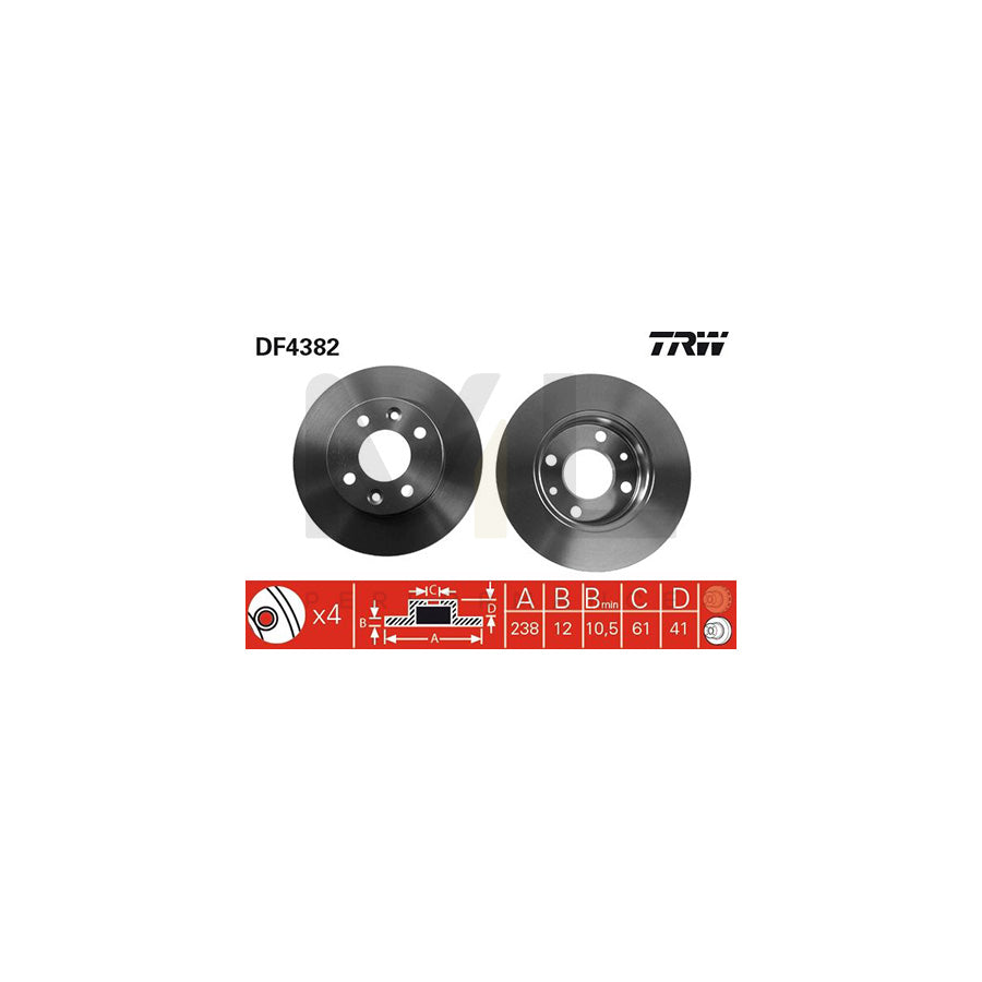 TRW DF4382 Brake Disc Solid | Performance Parts Direct Car Parts