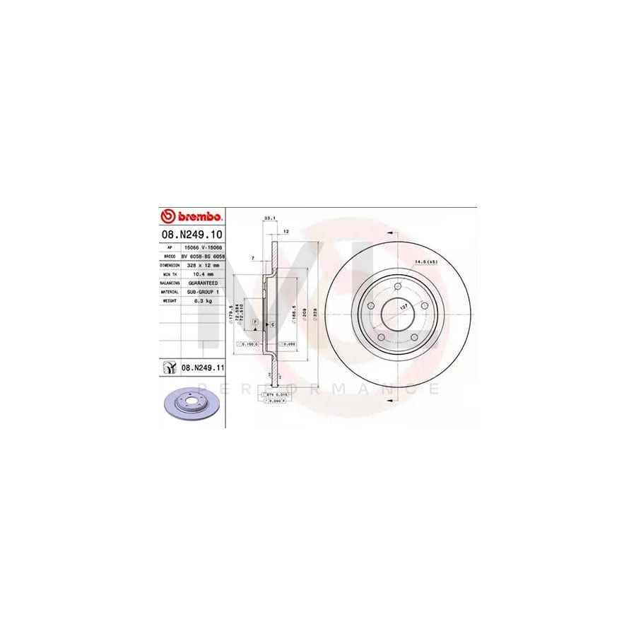 BREMBO 08.N249.10 Brake Disc Solid - 1 piece