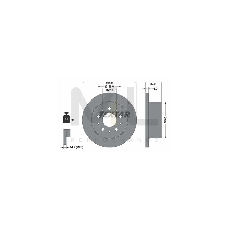 TEXTAR PRO 92116103 Brake Disc Solid, Coated, without wheel hub, without wheel studs | Performance Parts Direct Car Parts