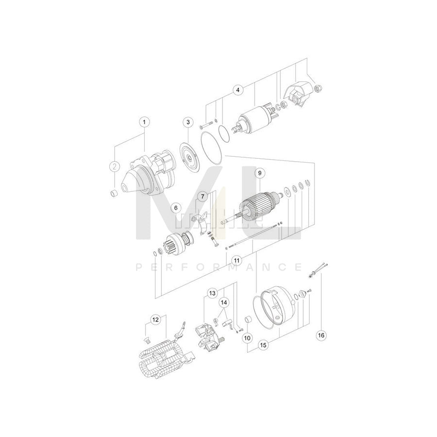 MAHLE ORIGINAL MS 352 Starter motor 12V 3,1kW, Teeth Quant.: 9 | Performance Parts DirectCar Parts
