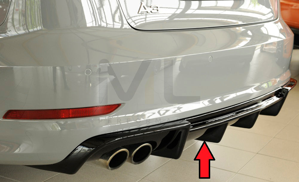 Rieger 00088157 Audi 8V A3 Rear Diffuser for Twin Tailpipe Left - Glossy Black