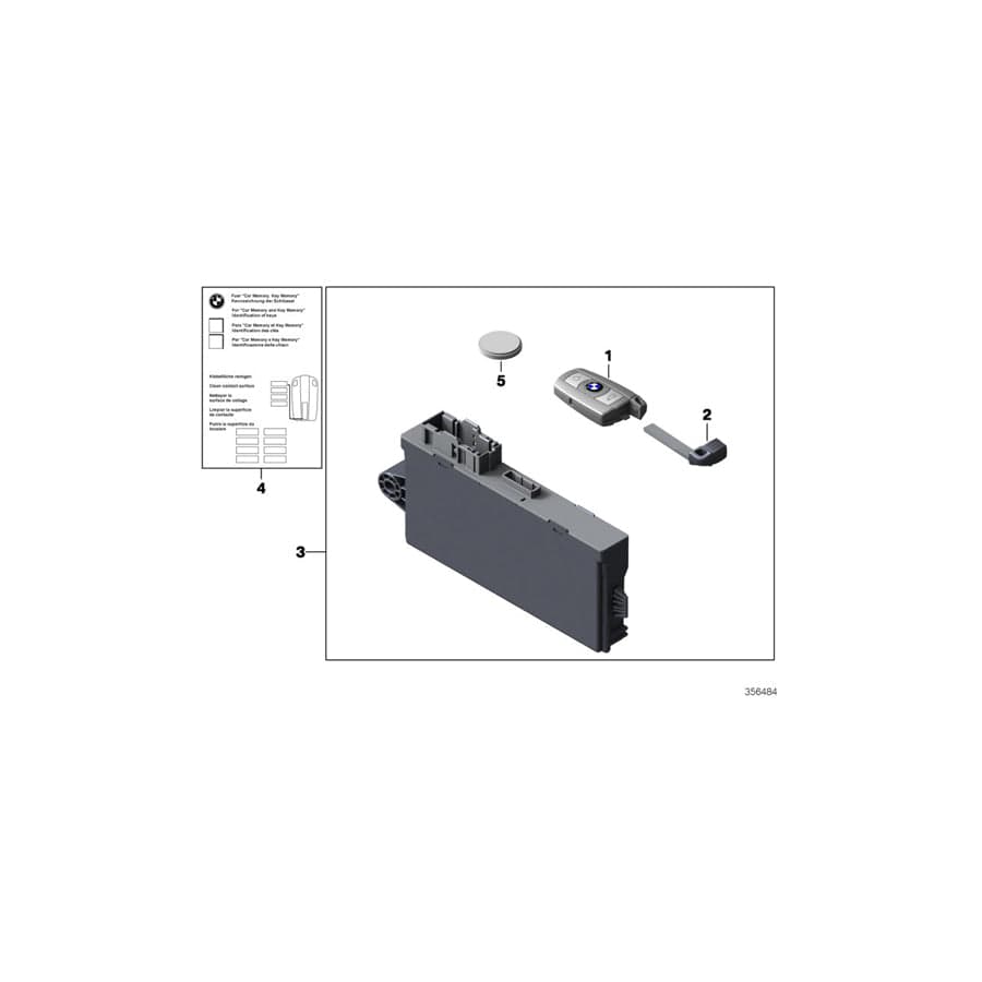 Genuine BMW 66129284932 F11 F10 F07 Rf Remote Control Pca - Luxury Line 315 MHZ (Inc. Hybrid 5, 525d & 520d)