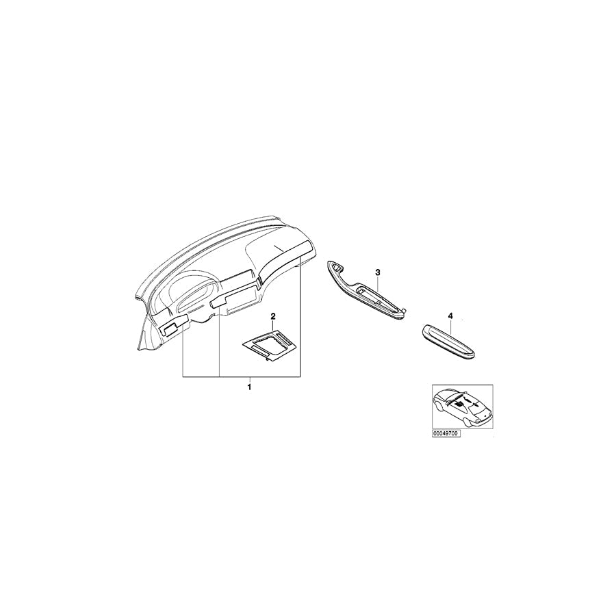 Genuine BMW 51437896102 E46 Armrest, Aluminium, Rear Right GRAU CUBE SILB. (Inc. M3, 330Cd & 320Cd)