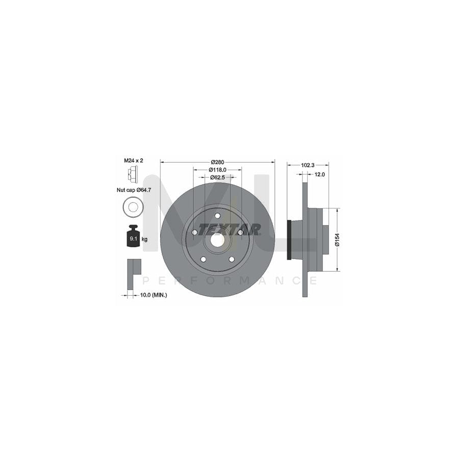 TEXTAR 92153700 Brake Disc Solid, with ABS sensor ring, with wheel bearing | Performance Parts Direct Car Parts