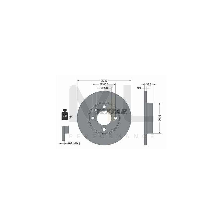 TEXTAR 92009300 Brake Disc Solid, without wheel hub, without wheel studs | Performance Parts Direct Car Parts