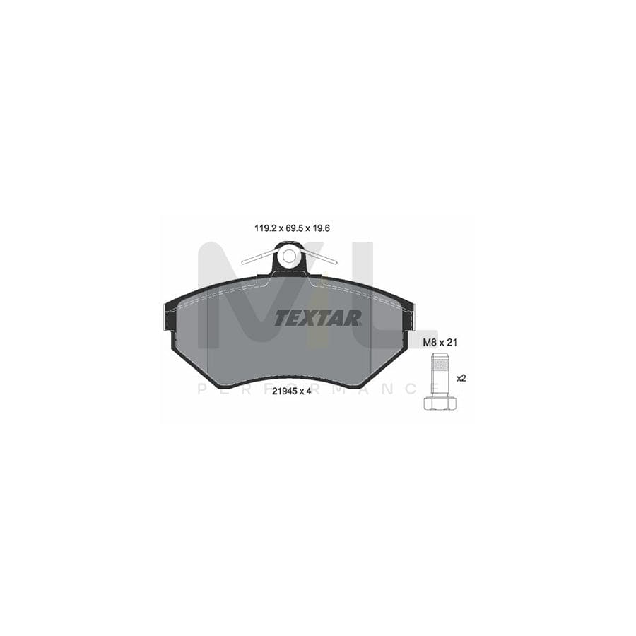 TEXTAR 2194503 Brake pad set not prepared for wear indicator, with brake caliper screws