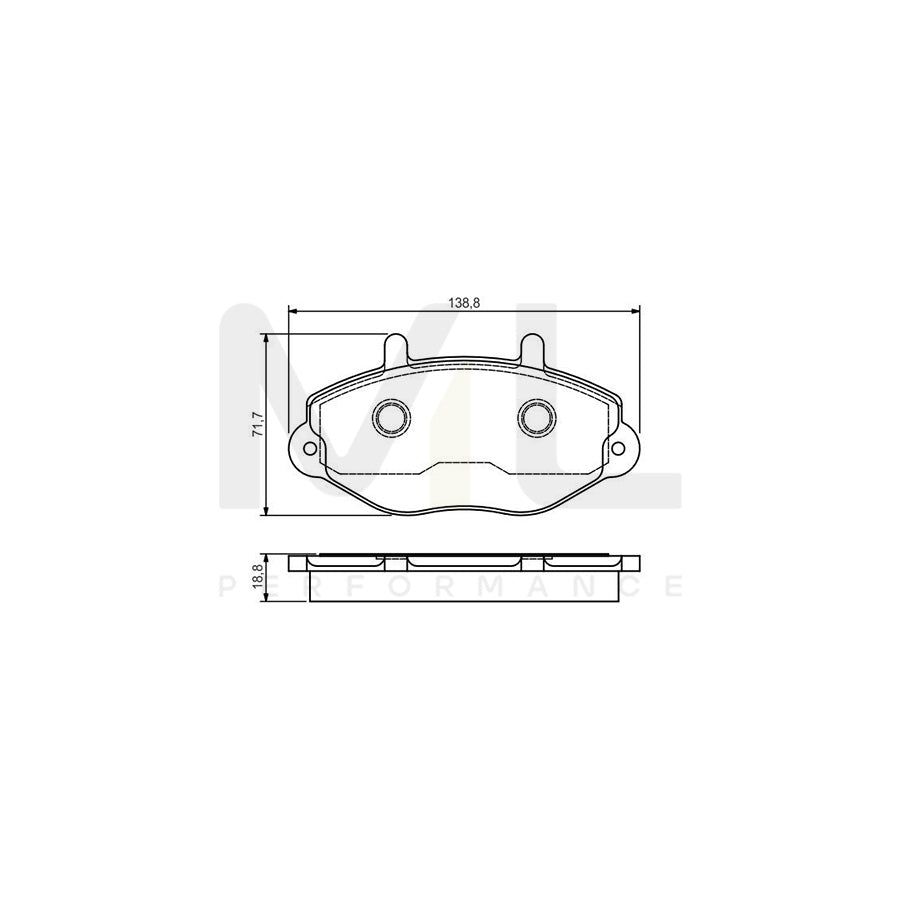 Bosch 0986495112 Brake Pad Set For Ford Transit With Anti-Squeak Plate, With Mounting Manual BP1476 | Performance Parts Direct Car Parts