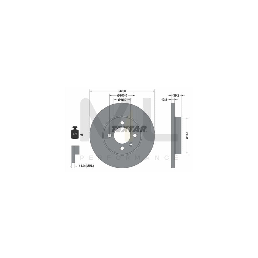TEXTAR 92041700 Brake Disc Solid, without wheel hub, without wheel studs | Performance Parts Direct Car Parts