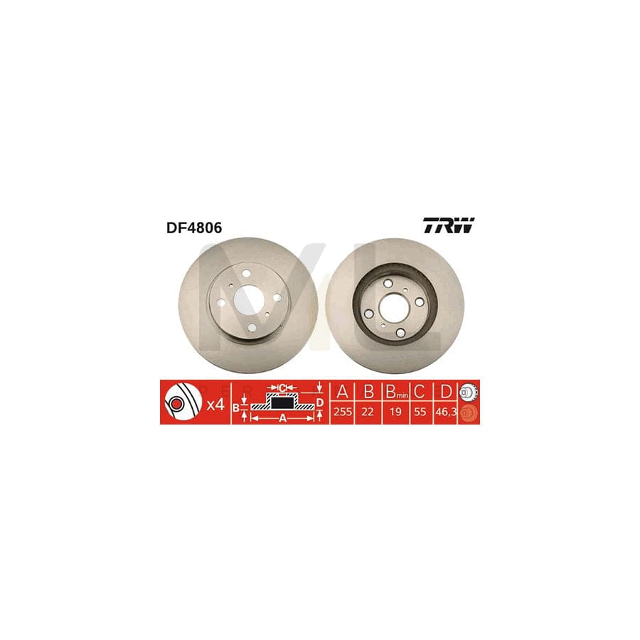 TRW DF4806 Brake Disc Vented, Painted | Performance Parts Direct Car Parts