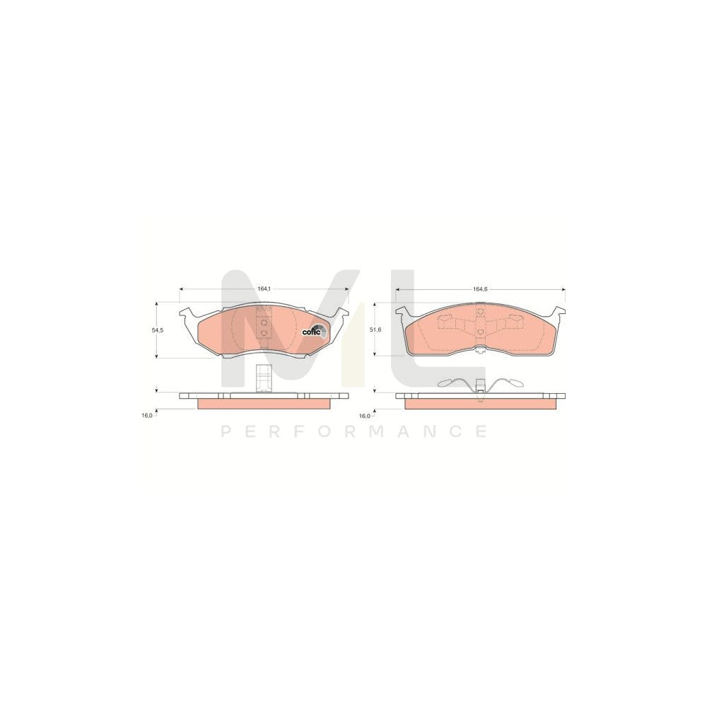 TRW Cotec Gdb1236 Brake Pad Set Not Prepared For Wear Indicator | Performance Parts Direct Car Parts