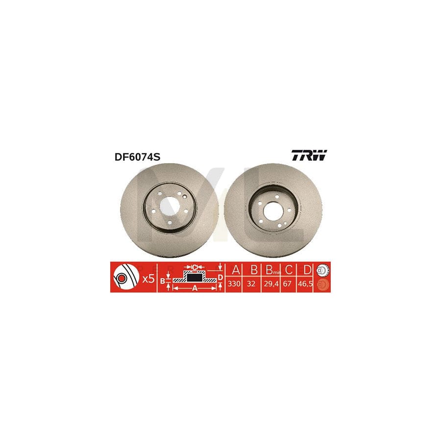 TRW DF6074S Brake Disc Vented, Painted | Performance Parts Direct Car Parts