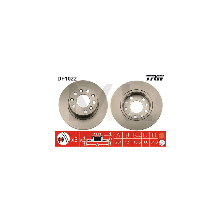 TRW DF1022 Brake Disc Solid | Performance Parts Direct Car Parts
