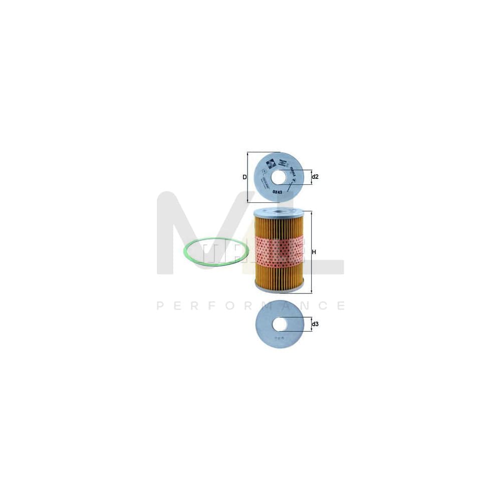 MAHLE ORIGINAL OX 43D Oil Filter for Filter Insert | Performance Parts DirectCar Parts