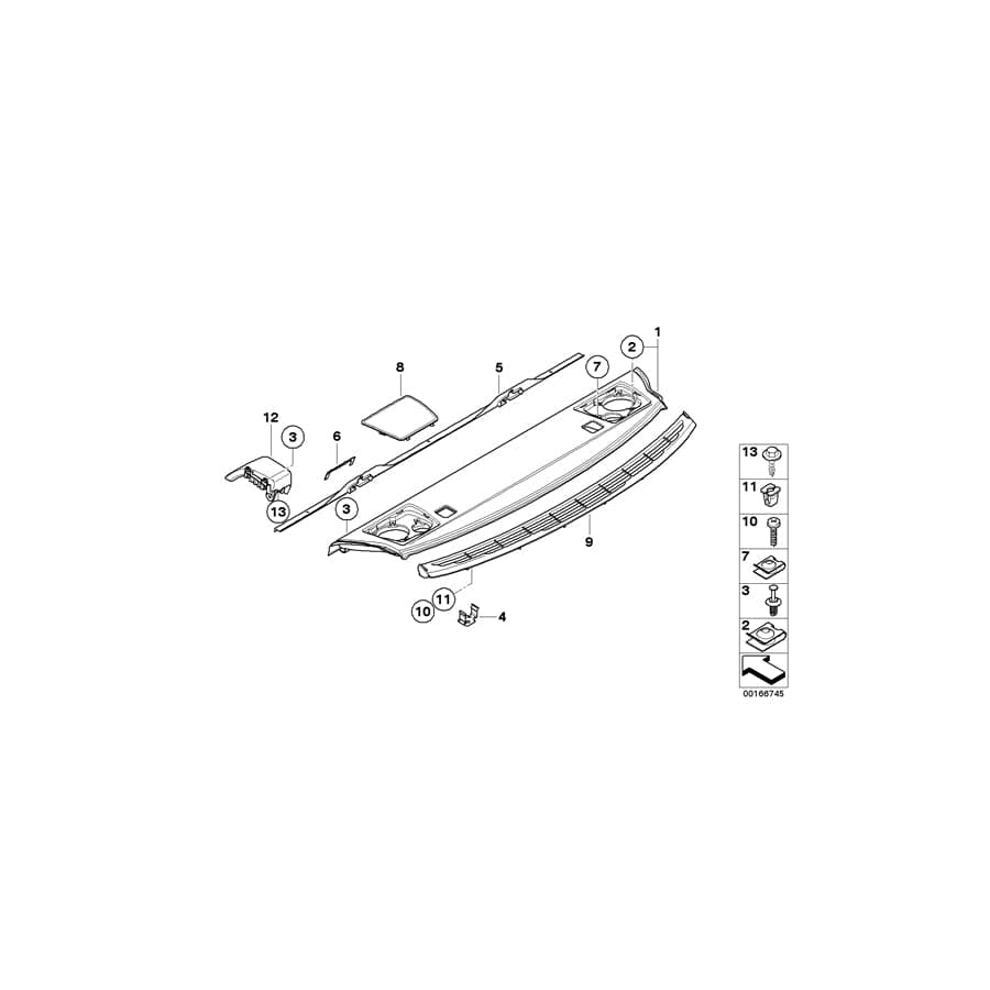 Genuine BMW 51462996330 E82 Rear Window Shelf ANTHRAZIT (Inc. 120d, 123d & 120i)