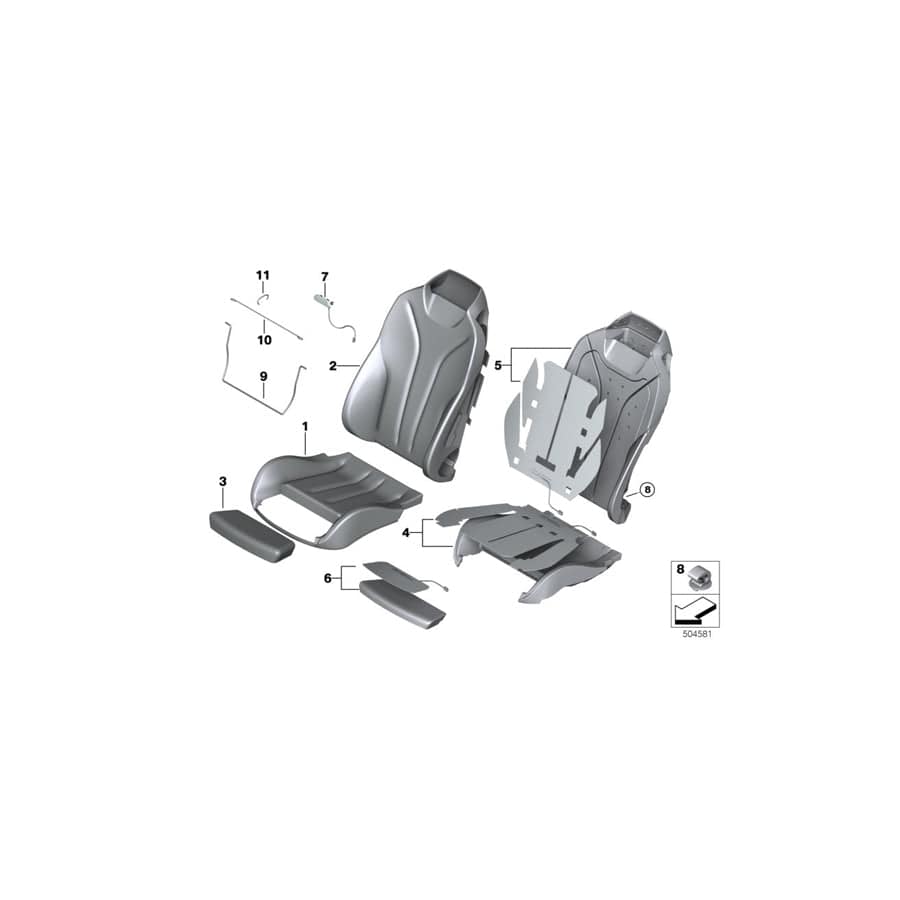 Genuine BMW 52108058338 F83 F83 Sports Seat Cover Leather Right SILVERSTONE (Inc. M4)