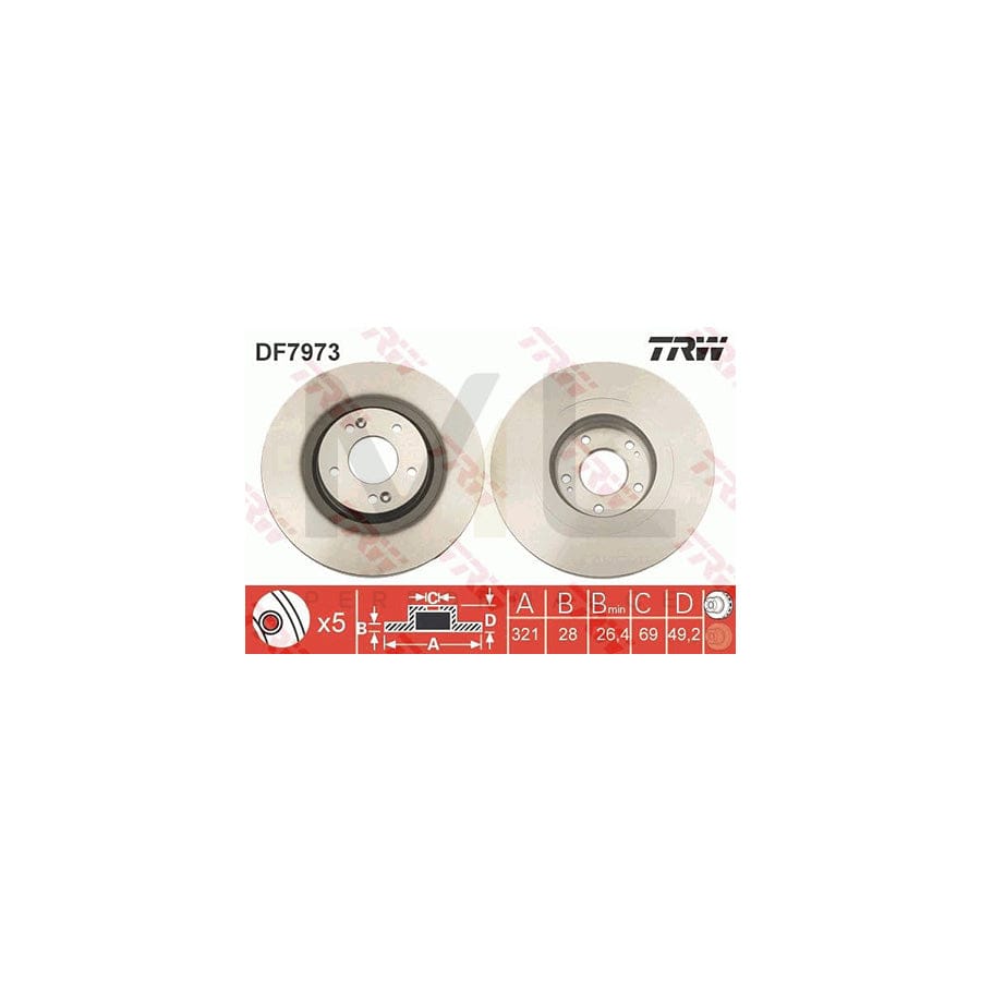 TRW DF7973 Brake Disc Vented, Painted | Performance Parts Direct Car Parts