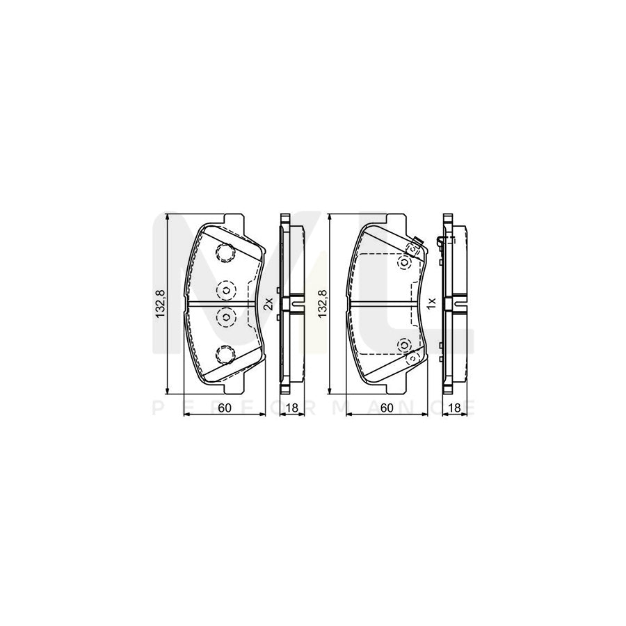 Bosch 0986495410 Brake Pad Set With Acoustic Wear Warning, With Anti-Squeak Plate, With Mounting Manual BP1783 | Performance Parts Direct Car Parts