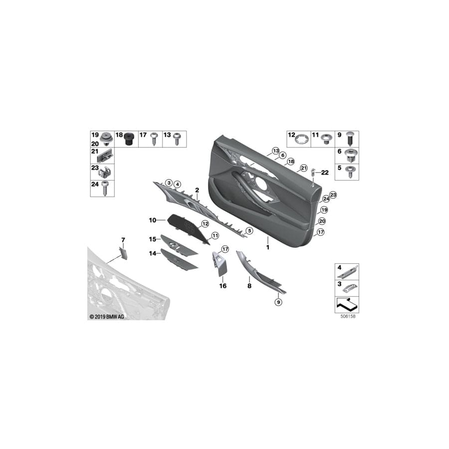 Genuine BMW 51419892557 G16 Door Trim Panel Left ELFENBEINWEISS (Inc. M850iX, 840i & 840dX)