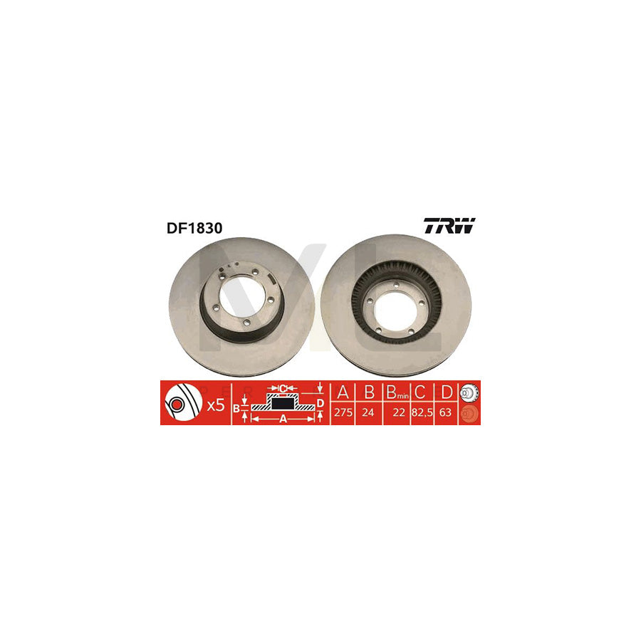 TRW DF1830 Brake Disc Vented | Performance Parts Direct Car Parts