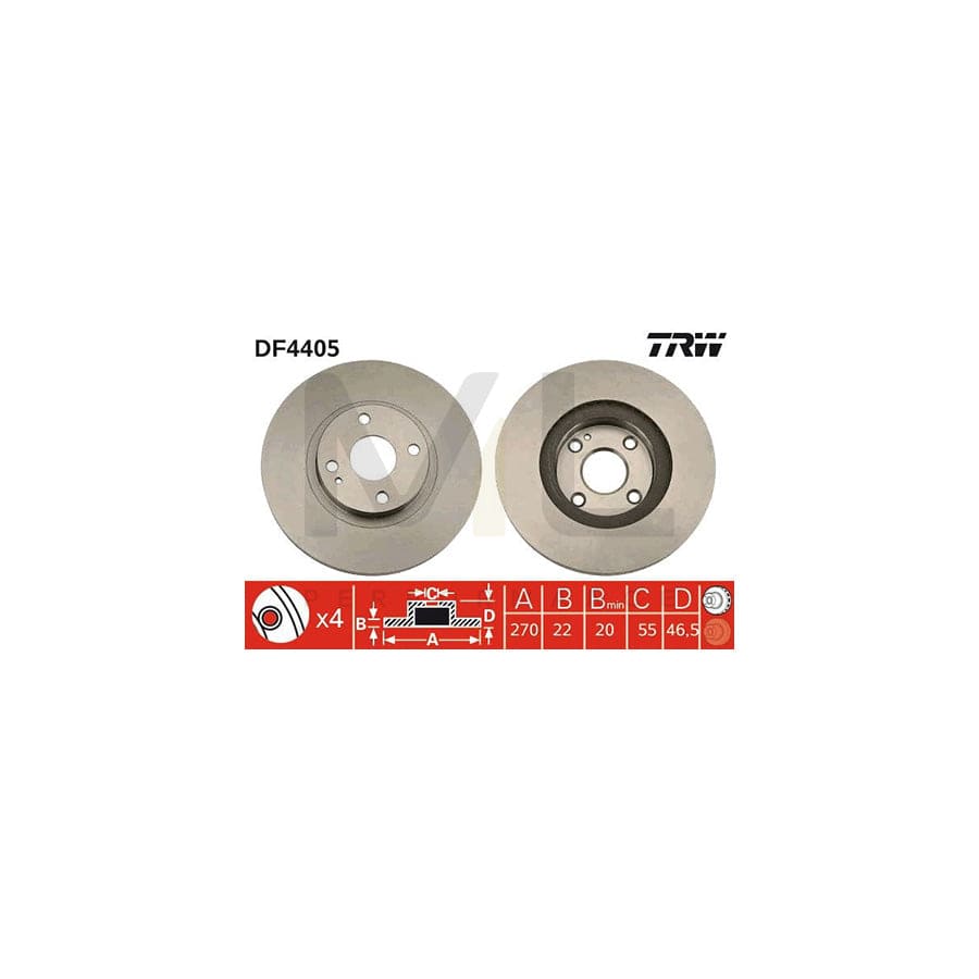 TRW DF4405 Brake Disc for MAZDA MX-5 II (NB) Vented, Painted, High-carbon | Performance Parts Direct Car Parts