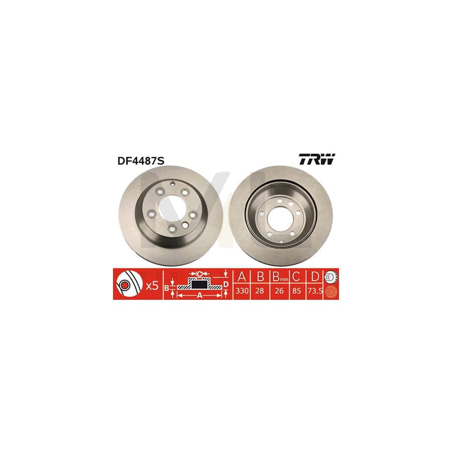 TRW DF4487S Brake Disc Vented, Painted, High-carbon | Performance Parts Direct Car Parts