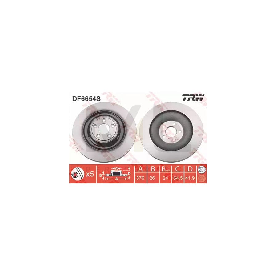 TRW DF6654S Brake Disc Vented, Painted | Performance Parts Direct Car Parts
