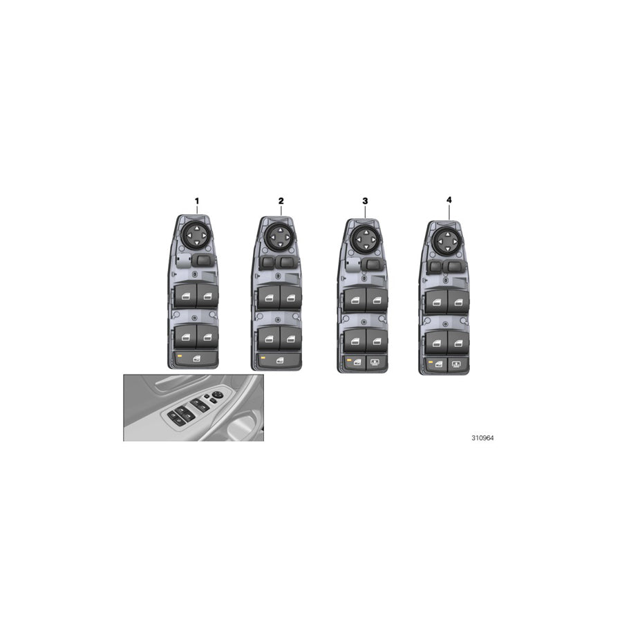 Genuine BMW 61319208109 F30 F10 F31 Window Lifter Switch, Driver's Side (Inc. X5 40eX, 316i & X3 35iX)