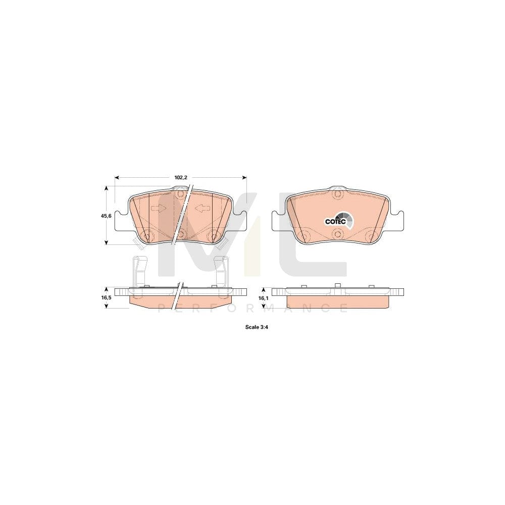 TRW Cotec Gdb3480 Brake Pad Set With Acoustic Wear Warning, With Accessories | Performance Parts Direct Car Parts